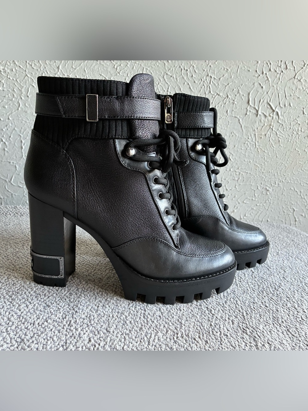 Antonio Melani Perline Black
Leather Lace-Up Lug Heel Booties
8.5M